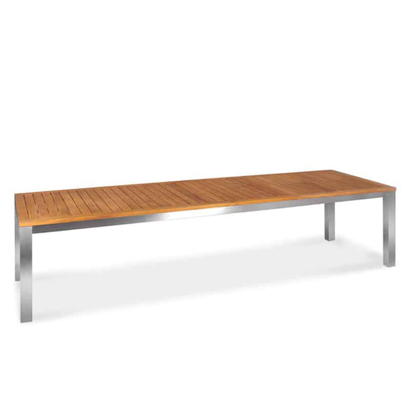 122 inch Teak-Steel Outdoor Front slide Extension Rectangular Table Signature
