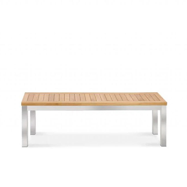 Teak-Steel Outdoor Patio Backless Bench Alzette