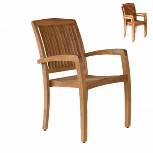 5 Pc Teak Dining Set - Helios Round with Blaze Stacking Chairs