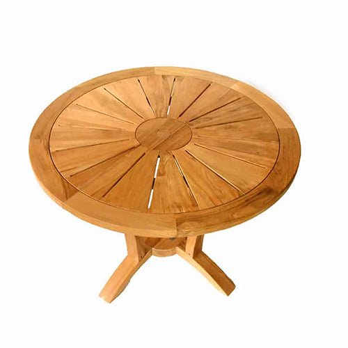 5 Pc Teak Dining Set - Helios Round with Blaze Stacking Chairs