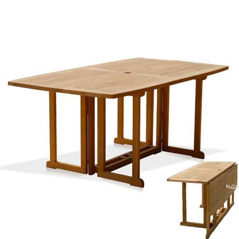 6 feet Teak Rectangle Folding Outdoor Dining Table Olympus