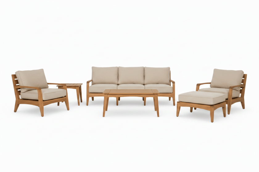 Olga Teak Patio Lounge Set five pieces with cushions