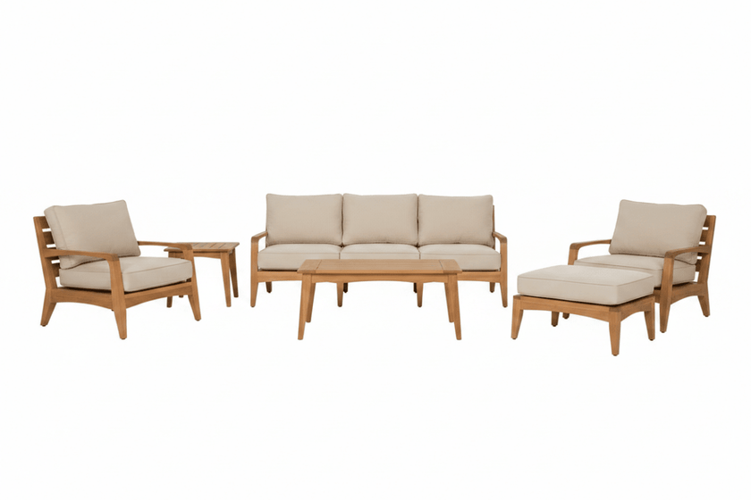 Olga Teak Patio Lounge Set five pieces with cushions