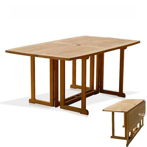 7 Pc Teak Patio Folding Table and Chairs Dining Olympus-New York Set