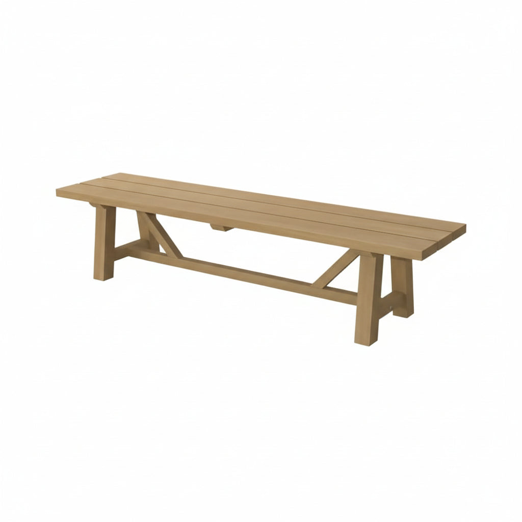 6.5ft Recycle Teak French Beam Bench - Rustic Natural Finish