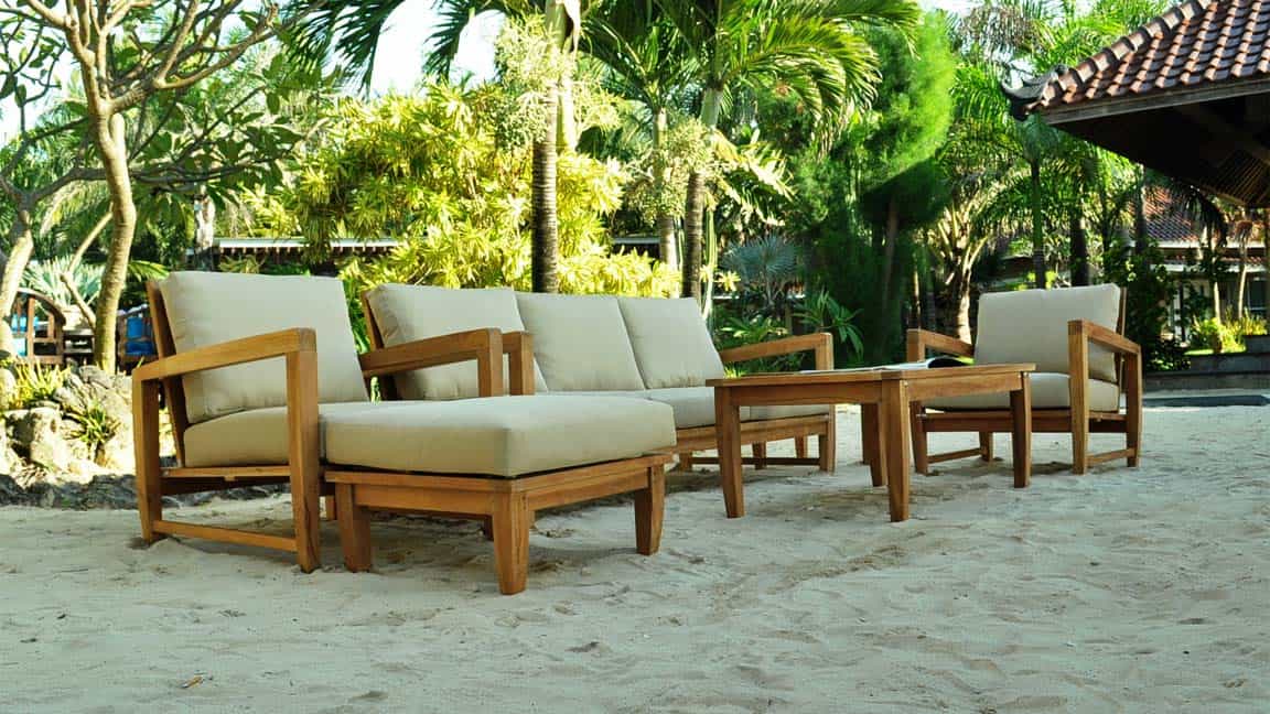 Modern Teak Outdoor Deep Seating Lounge Sofa-Alfani