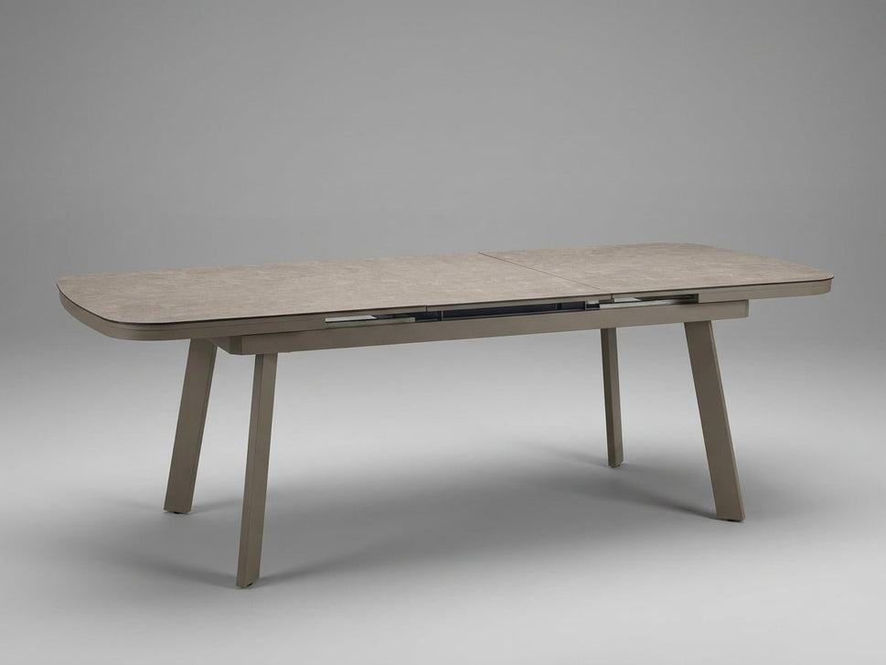 Aluminum Metal Extension Dining Table - Fram in Taupe