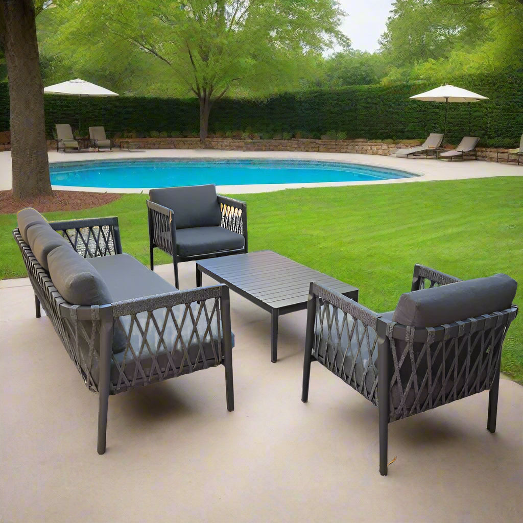 Modern Outdoor Aluminum Rope Sofa Lounge Set – Anthem