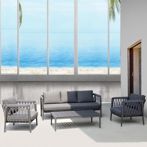 Modern Outdoor Aluminum Rope Sofa Lounge Set – Anthem