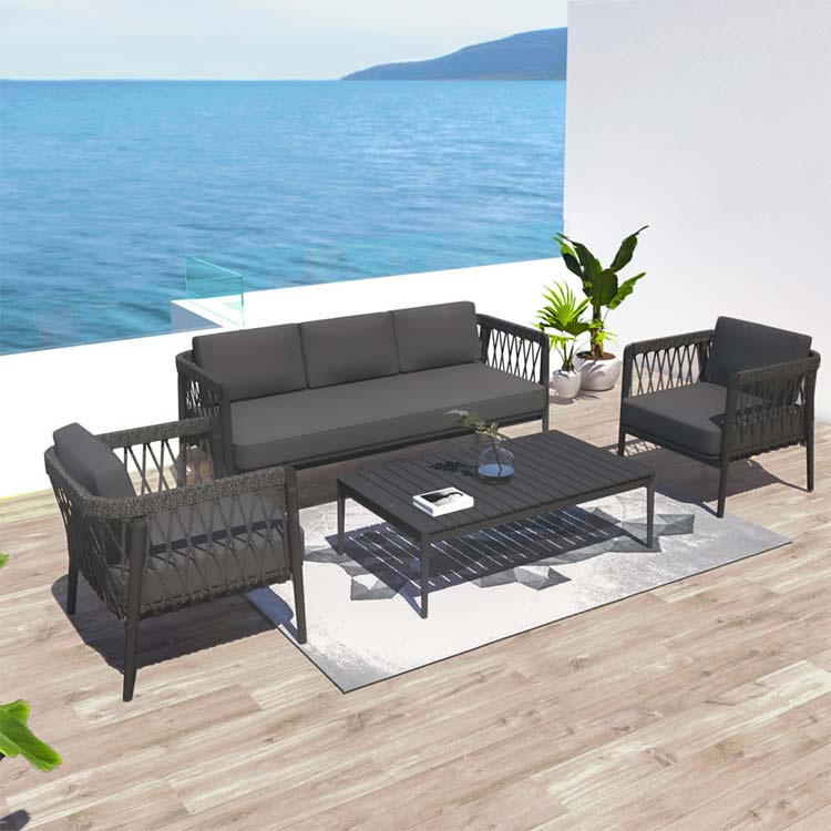 Modern Outdoor Aluminum Rope Sofa Lounge Set – Anthem