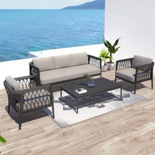 Modern Outdoor Aluminum Rope Sofa Lounge Set – Anthem