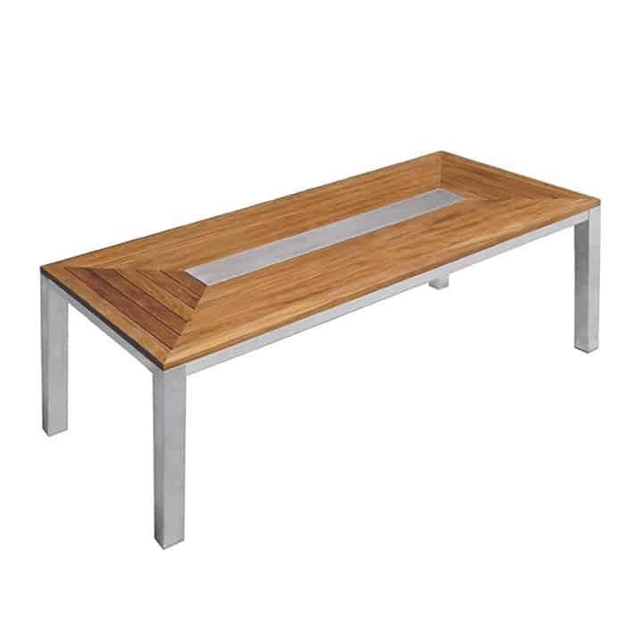 Teak Steel Outdoor Rectangular Dining Table Signature