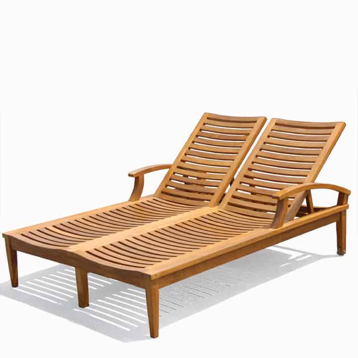 Double Teak Outdoor Sun Chaise Lounger – Bali