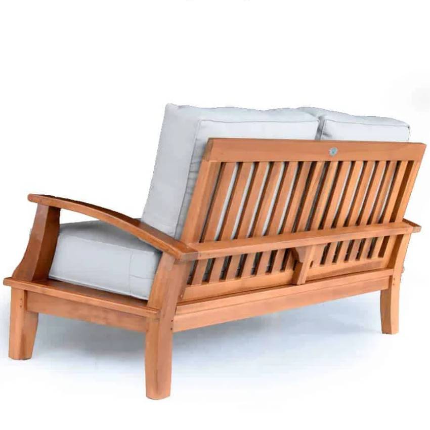 Bali Teak Deep Seat Outdoor Loveseat | 2-Seat Patio Lounge Sofa