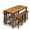 Outdoor Teak Bar Set - Summit Large Rectangular Bar Table with Grace Bar Stools