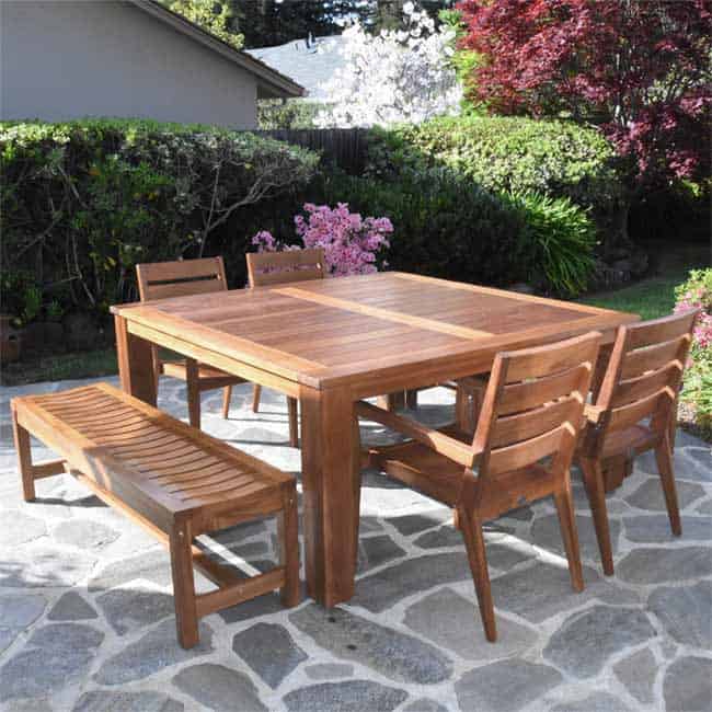 69 inch McGill Teak Outdoor Square Farm Table- Cornwal