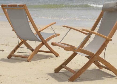 Teak sling reclining deck chair β Cruze