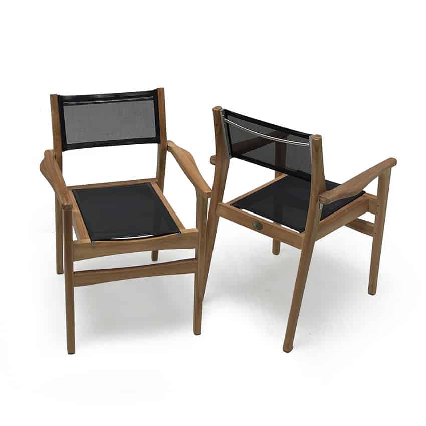 Teak Sling Patio Stacking Black Chair Danish