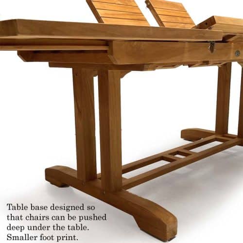 11 Pc Teak Outdoor Rectangular Double Extension Dining Set β Portland Table & Chamber Stacking Chairs | Seats 10