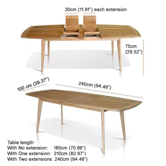 9 Pc Mid-Century Teak Rectangular Double Extension Dining Set- Impression Table with Lara Chairs