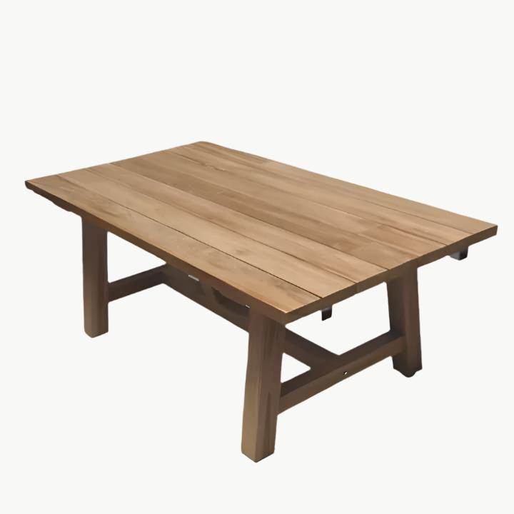 79 inches Recycle Teak Rectangular French Beam Table - Rustic Natural Finish