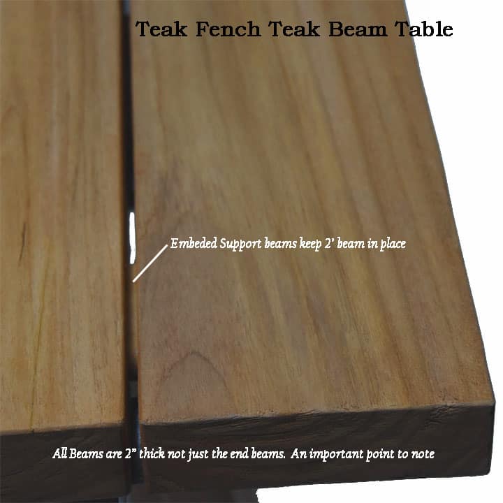 79 inches Recycle Teak Rectangular French Beam Table - Rustic Natural Finish