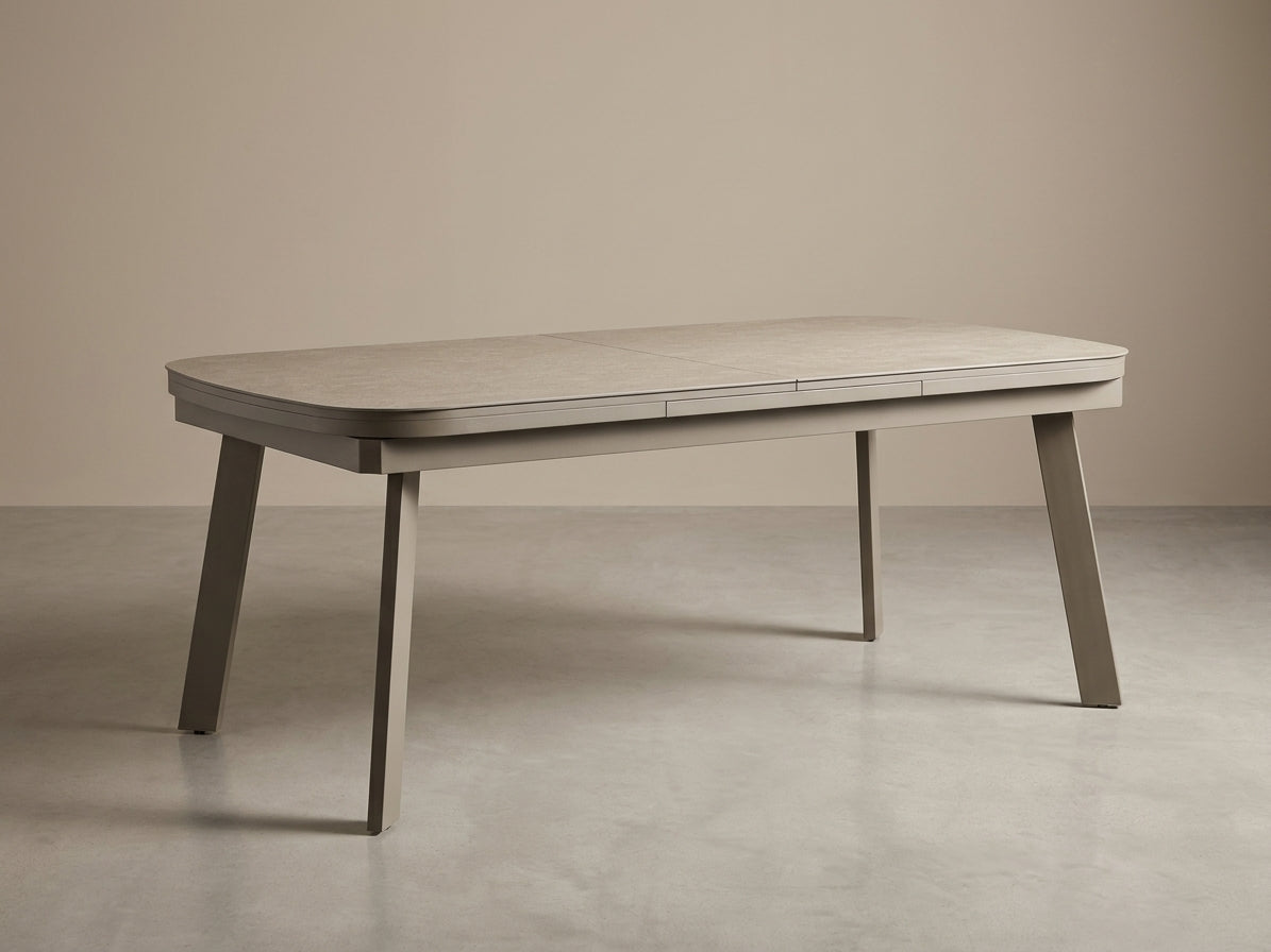 Aluminum Metal Extension Dining Table - Fram in Taupe