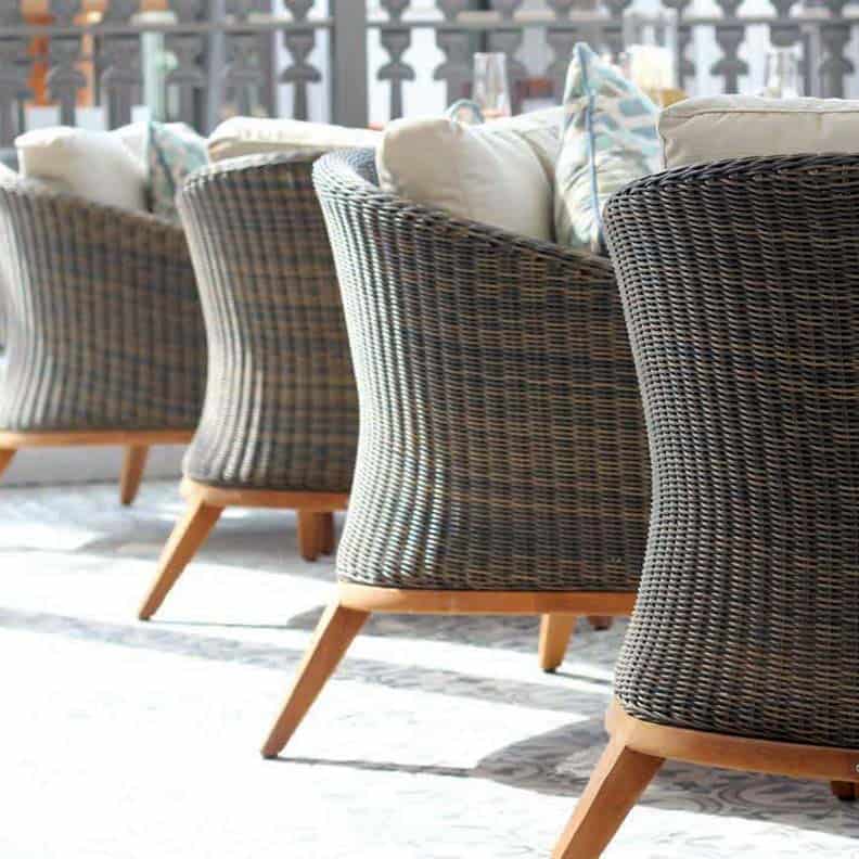 Modern Teak Outdoor Wicker Lounge Loveseat – Grace
