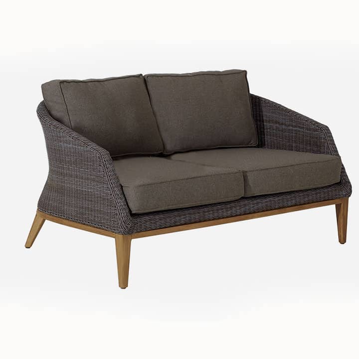 Modern Teak Outdoor Wicker Lounge Loveseat – Grace