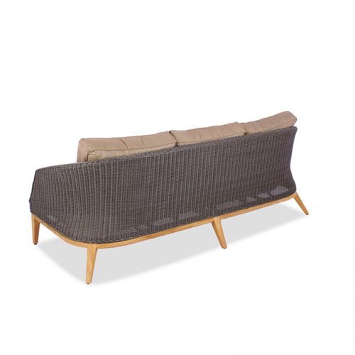 Modern Teak Outdoor Wicker Three Seated Sofa Lounge Seat - Grace