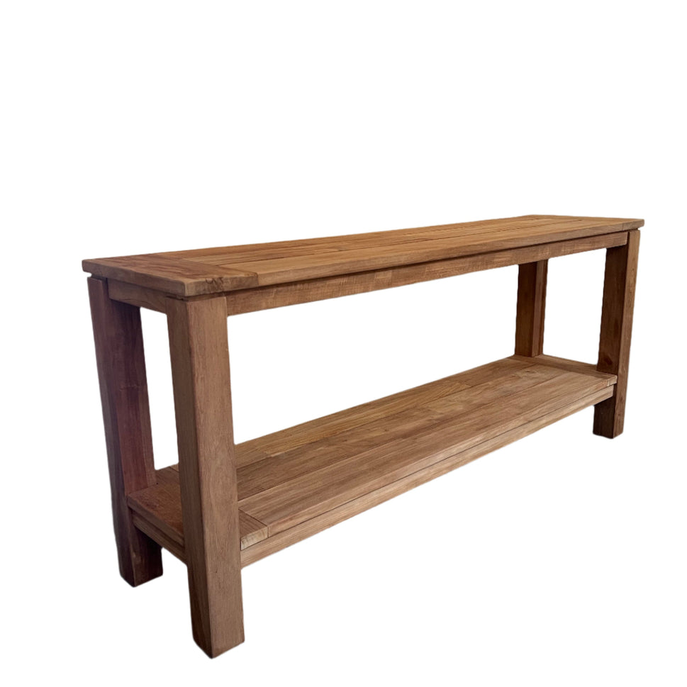 67 inches wide Recycle Teak Indoor Outdoor Console Table with Shelf