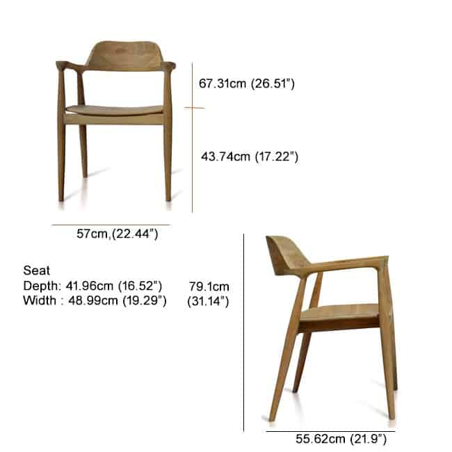 Teak Outdoor Dining Arm Chair – Lara Mid-Century Modern