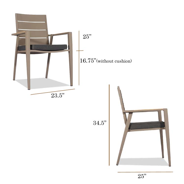 Outdoor Aluminum Chair Taupe- Keto