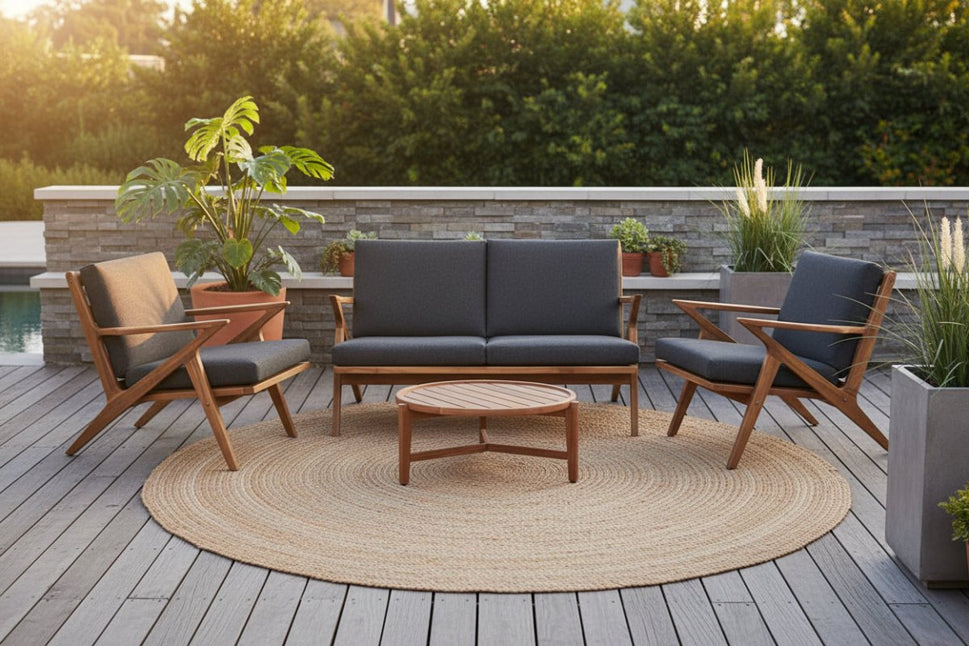 Mid Century Teak Patio Loveseat Lounge Seat – Koge