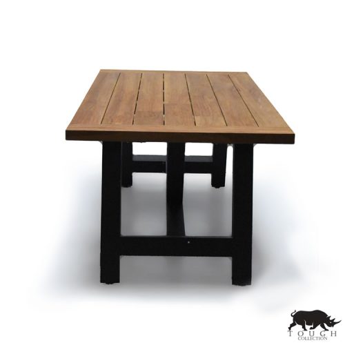 Recycled Teak Beam Dining Table In Charcoal metal- Westport