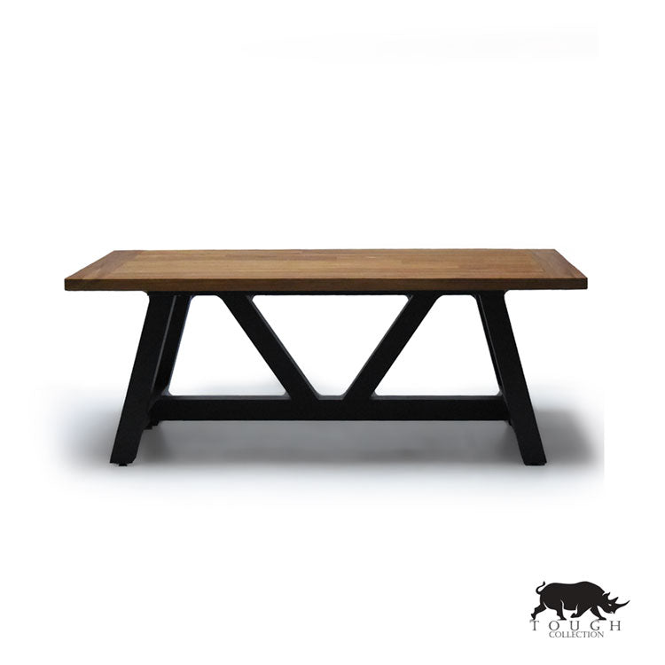 Recycled Teak Beam Dining Table In Charcoal metal- Westport
