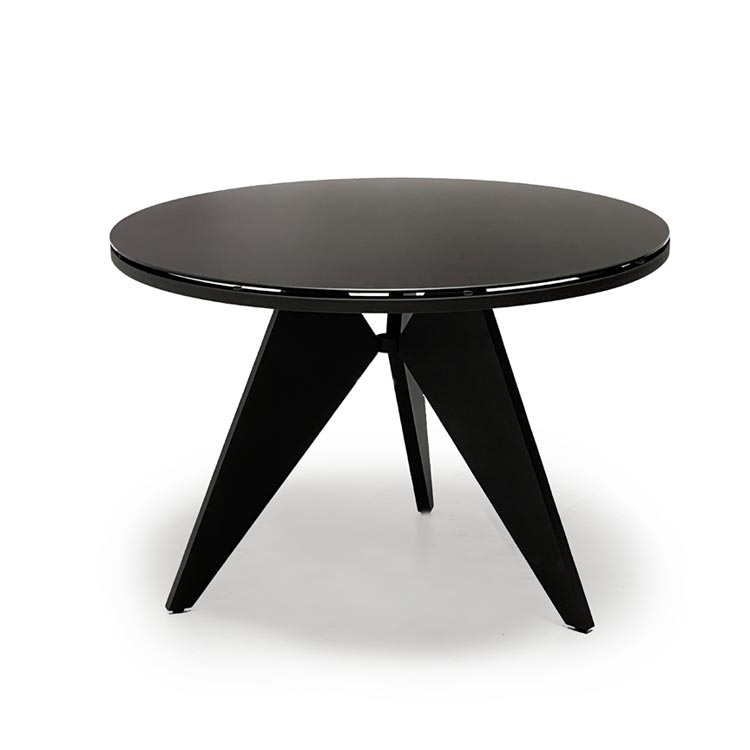 Outdoor metal Round dining table Asteroid Coal Bree