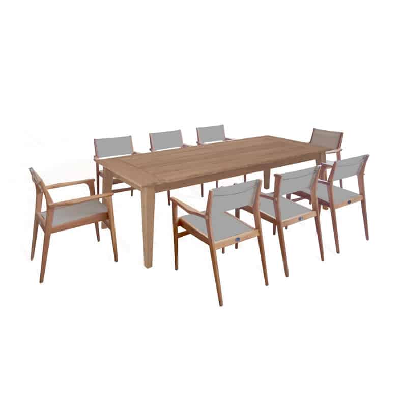 9pc Mid-Century Teak Dining Set – Piedra Table & Danish Chairs