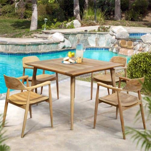 Mid Century Modern Teak Patio Dining Arm Chair - Lara