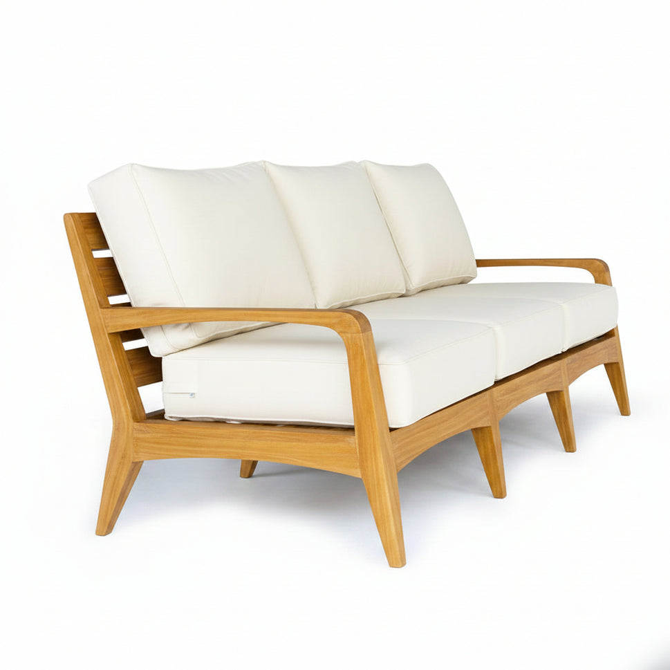 Olga 3-Seat Teak Patio Sofa | Mid-Century Deep Seat Lounge