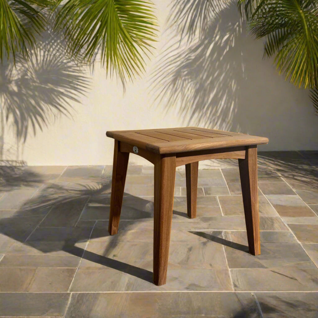 Modern Teak Square Patio Side Table - Piedra