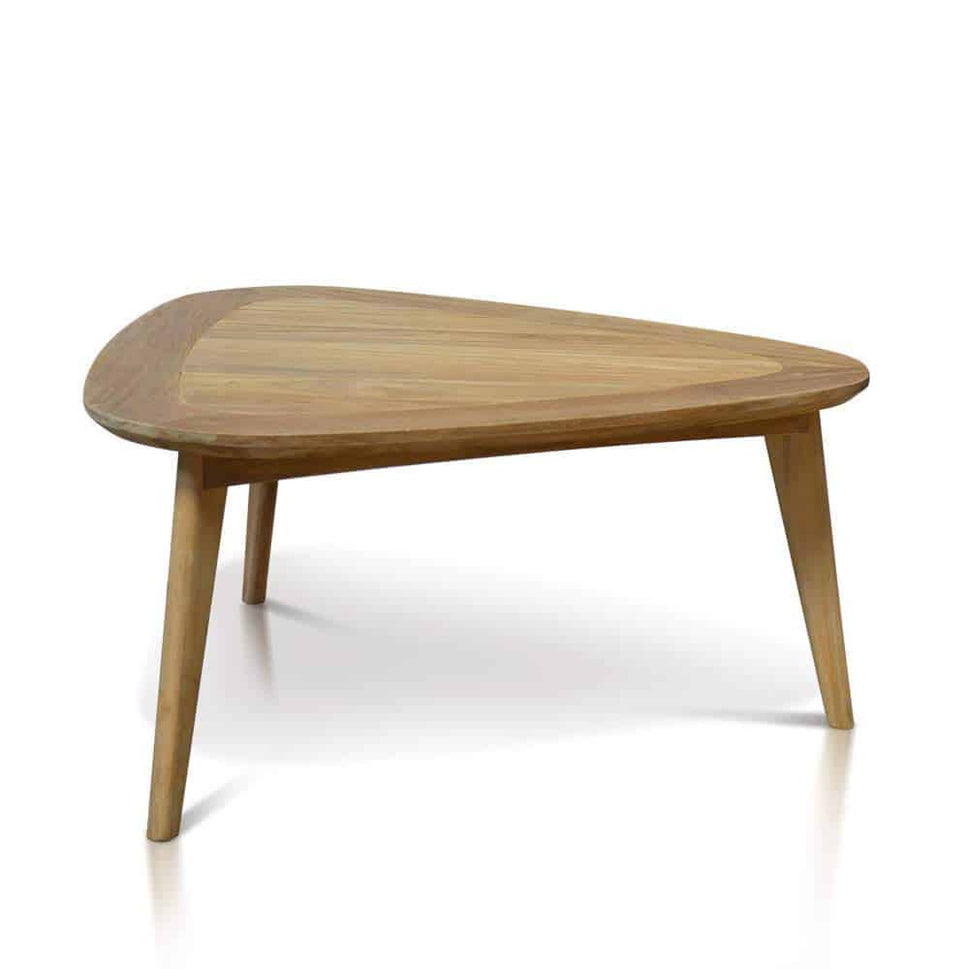 Mid century Modern Teak Outdoor Triangle Coffee Table Impression