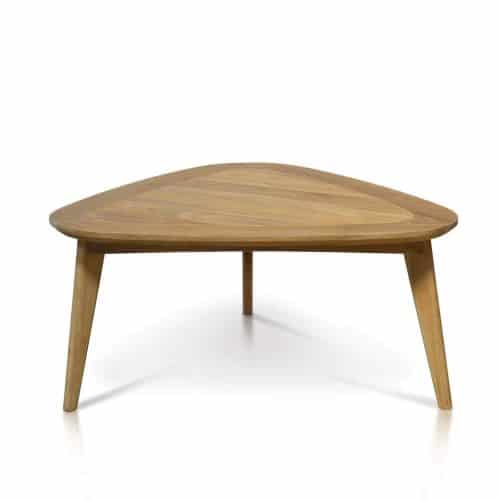 Mid century Modern Teak Outdoor Triangle Coffee Table Impression