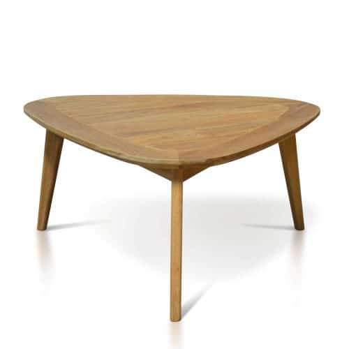 Mid century Modern Teak Outdoor Triangle Coffee Table Impression