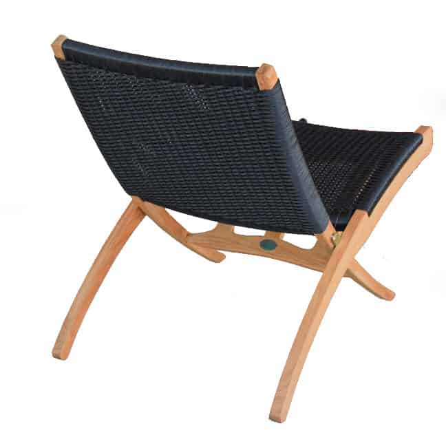 Mid Century Teak Black Wicker Woven Folding Club Chair – Aksel