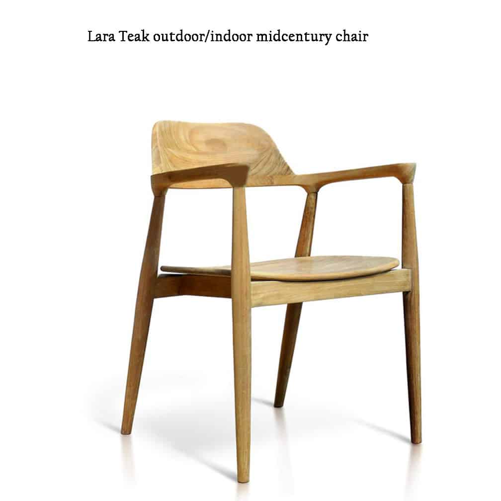 Mid Century Modern Teak Patio Dining Arm Chair - Lara