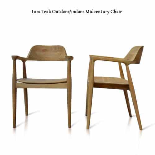 Mid Century Modern Teak Patio Dining Arm Chair - Lara