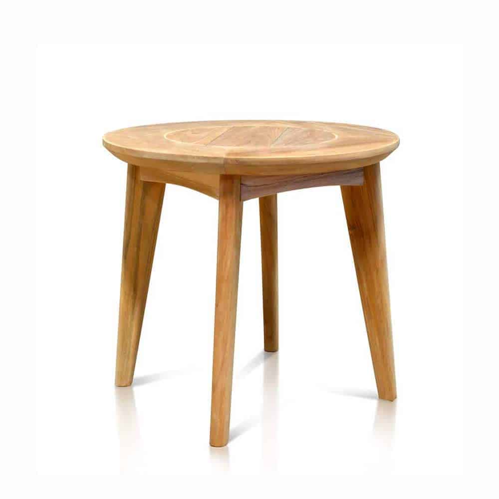 midcentury modern round side teak table-impression
