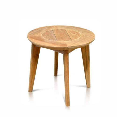 Mid Century Teak Outdoor Round Side Table  Impression