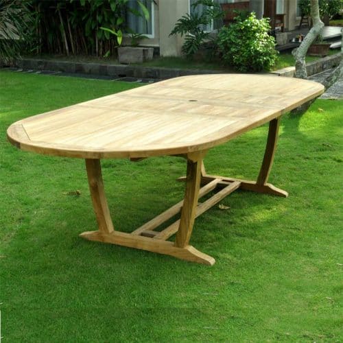 Teak Outdoor 8 feet Oval Double Extension Table-Milano